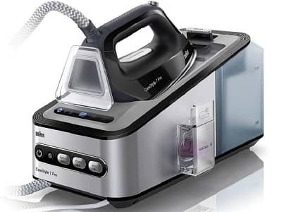 Centro de planchado, 2400 W, suela bidireccional eloxal 3 d, depósito extraíble 2 L, golpe de vapor 450 g/min, tecnología Icare